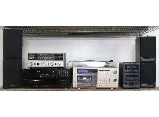 Shelf Lot Of Stereo Equipment