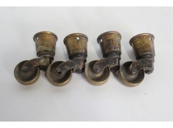 Set 4 Vintage Style Solid Brass Strong Swivel Caster Wheels Brass Round Cap