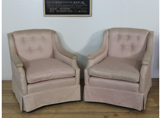 Pair Of Pink Tufted Modern Chairs