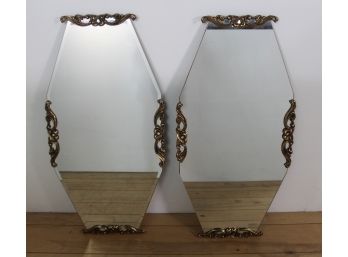 Pair Of Vintage Wall Hanging Mirrors
