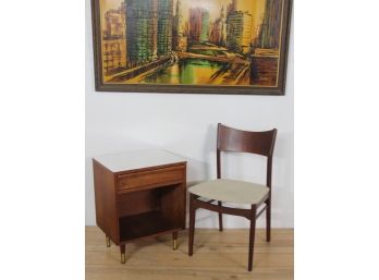 Vintage Chair And Stand With One Drawer