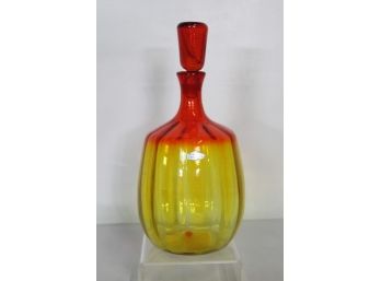 Vintage Joel Myers Blenko Amberina Glass Gourd Decanter With Stopper