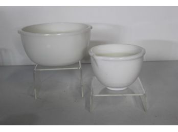 2 Milk Glass Mixing Bowls