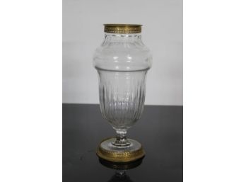 Vintage Crystal Vase With Bronze Monte -10 1/2'H