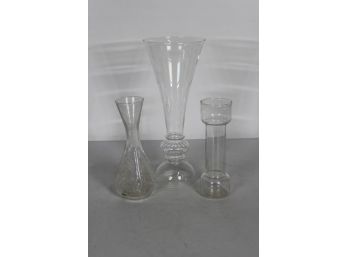 3 Vintage Clear Glass Vase