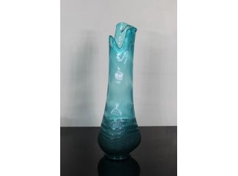 Vintage Large 1960's Art Glass Vase-Blue -25 1/2'H