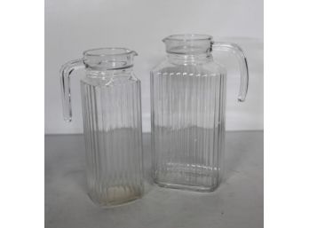 2  Vintage Pasabahce Glass Milk Juice Water Refrigerator Pitcher Jug
