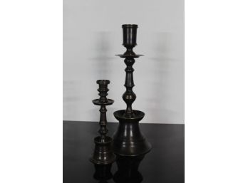 Pair Of Heavy Brass Candle Holder