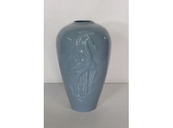 14'H Blue Modern Vase With 2 Birds