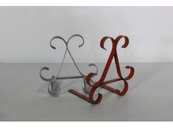 Pair Of Vintage Bookends -White & Red