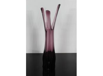 Vintage 60's Amethyst Glass Vase- Mid Century Modern Art Glass -(22'Tall)