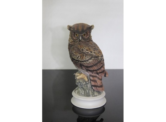 Vintage Great Horned Owl 12' Hand Painted Porcelain By Andrea 12'Tall