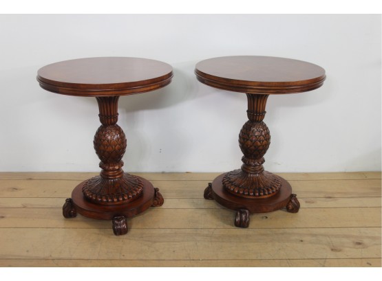 Pair Of  Ethan Allen Pineapple Table / Accent Table