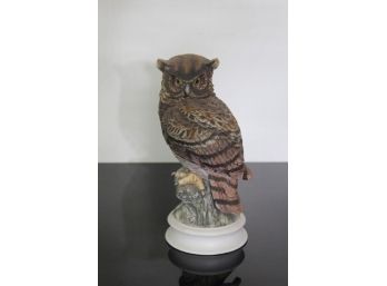 Vintage Great Horned Owl 12' Hand Painted Porcelain By Andrea 12'Tall