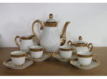 Porcelain Elegance White & Gold Rim Tea Set