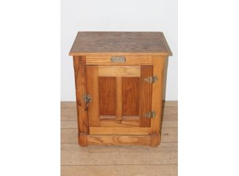 White Clad Small Ice Box End Table Cabinet