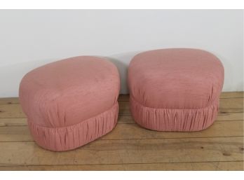 Pair Of Pink Upholstery Vintage Puffs