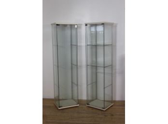 Pair Of Glass Showcase With 3 Glass Shelf Each