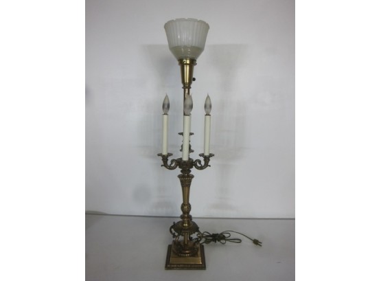 Vintage Brass Candelabra Lamp -(No Shade) 33 1/2'H