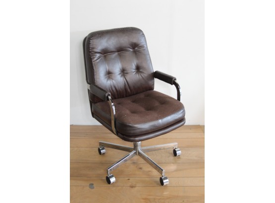 Vintage Brown Leather Office Chair