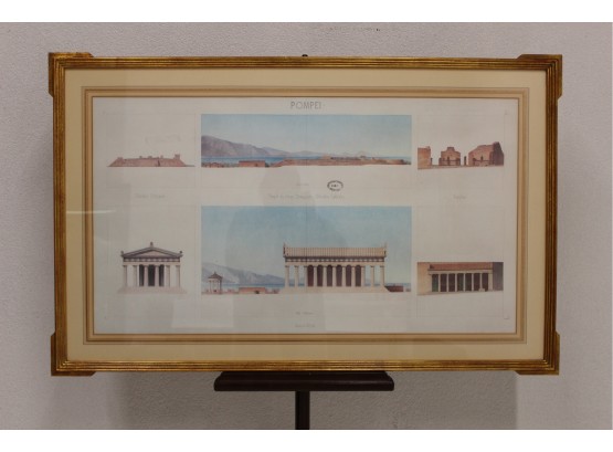 Vintage Art Print Of Pompei In A Beautiful Gold Frame