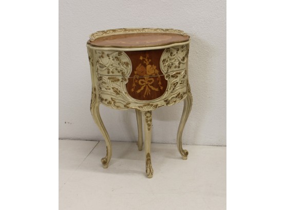 Round Vintage French Inlaid Stand