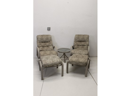 Pair Of Tropitone Patio Swivel Rocker Chairs With Ottamans