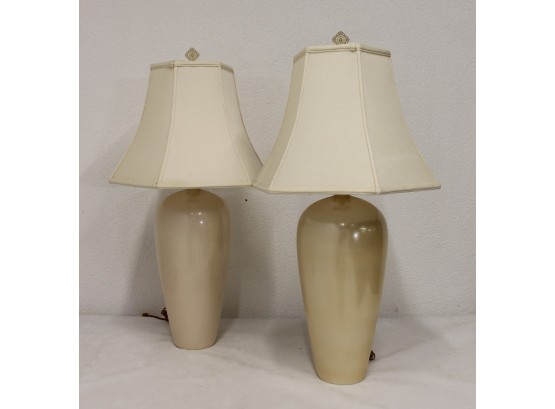 Pair Of Pearl Like Lamps -31'Tall