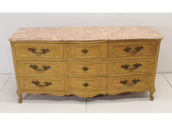 French Provincial Dresser With Pink Marble Top