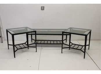 3pc Coffee Table With Metal Base