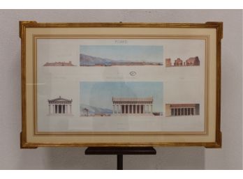 Vintage Art Print Of Pompei In A Beautiful Gold Frame