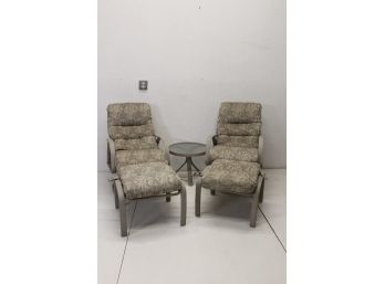 Pair Of Tropitone Patio Swivel Rocker Chairs With Ottamans