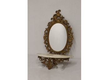 Marble Top Wall Console With Mirror