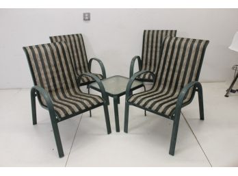 Set Of 4 Patio Chairs And Stand