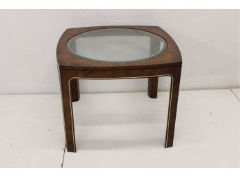 Vintage  Modern Glass Top Accent Table