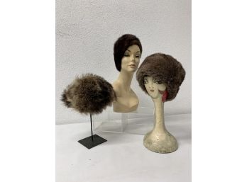3 Vintage Fur Hats