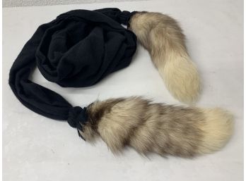 Cashmere Scarf With Fox Tails