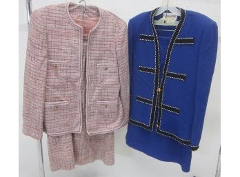 Vintage Castleberry  &  Adolfo Boucle Tweed Pink 2 Piece Suit