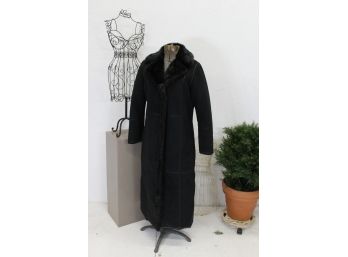Pamela McCoy Collections Black Faux Fur Lined Coat