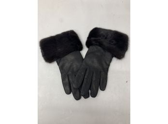 Pair Of Leather And Mink Gloves
