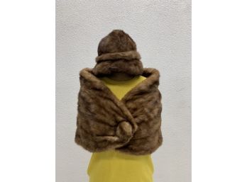 BERGDORF GOODMAN Mink Shawl With Matching Hat -vintage