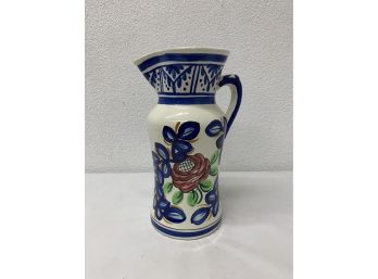 18'  Large Terracotta Hand Painted Pitcher