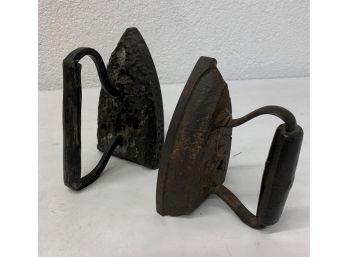 Set Of 2 Vintage Cast Iron Flat Irons