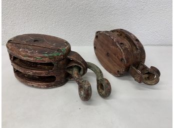 2 Painted Antique Pulley