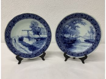 2 Vintage Royal Sphinx Maastricht Delft Charger Plates-12' Each