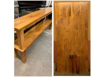 Large Wooden Table And 2 Long Benches