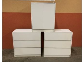 2 White Chest And 1 Shelf Cabinet