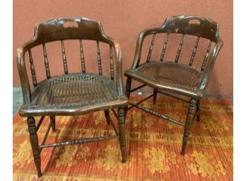 Pair Of Wooden Barrel Chairs