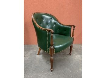 Antique Mahogany Green Leather Chair