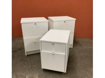 3 White File Cabinets